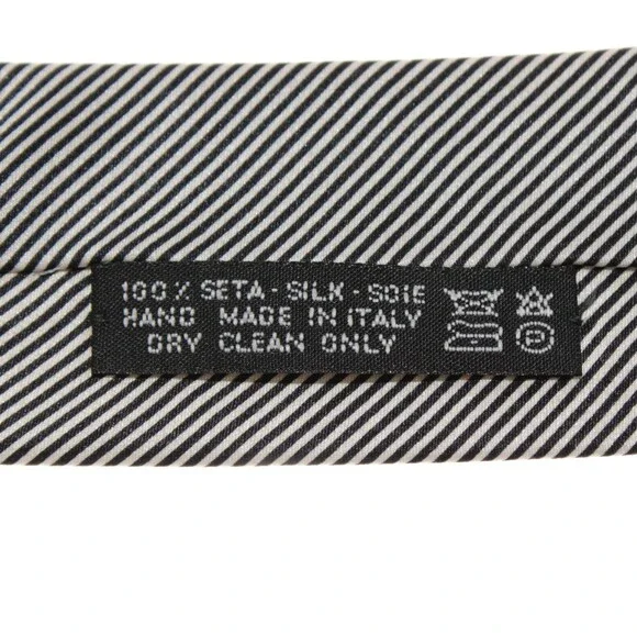 Pleated Patchwork Neck Tie by Italo Ferretti 100% Silk in Black / White / Beige